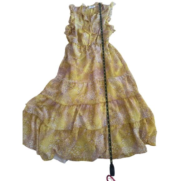 BB DAKOTA | Butter Yellow Dream Girl Tiered Midi Dress Cottagecore | Size M - Picture 9 of 10